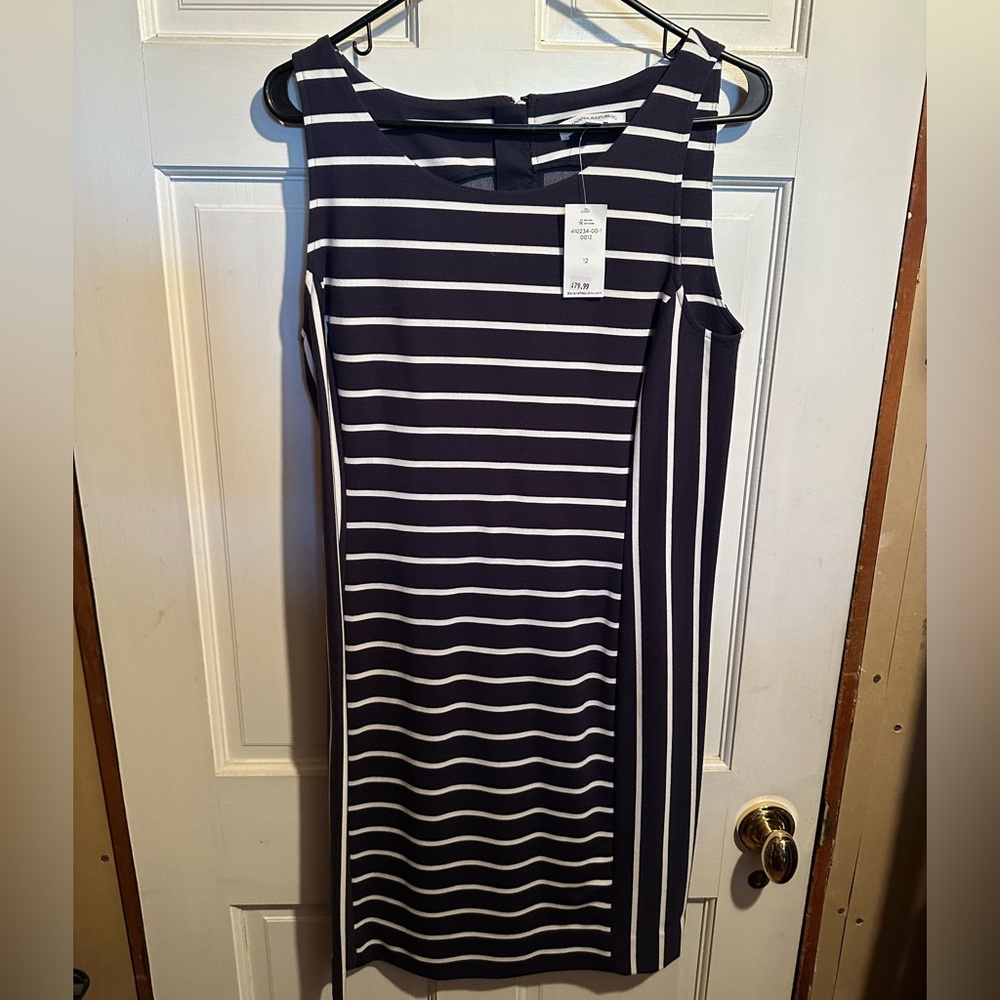Banana Republic Navy and White Striped Sheath Dress